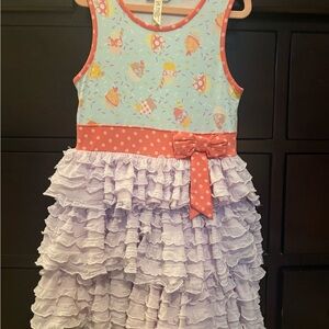 Matilda Jane Cupcake Party Birthday Ruffled Dress Size 6 EUC